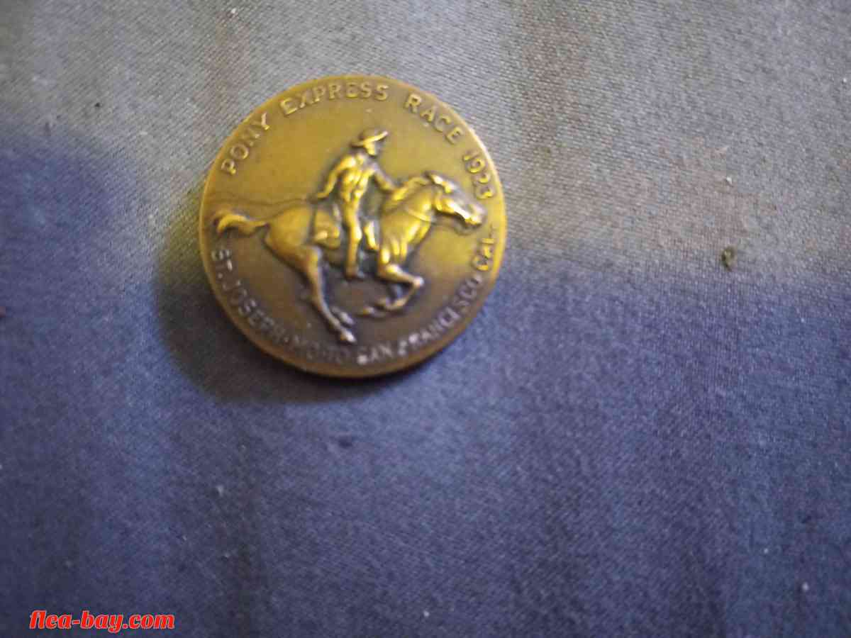 Rare-Antique Wells Fargo medal/coin & Jin stirrups pin