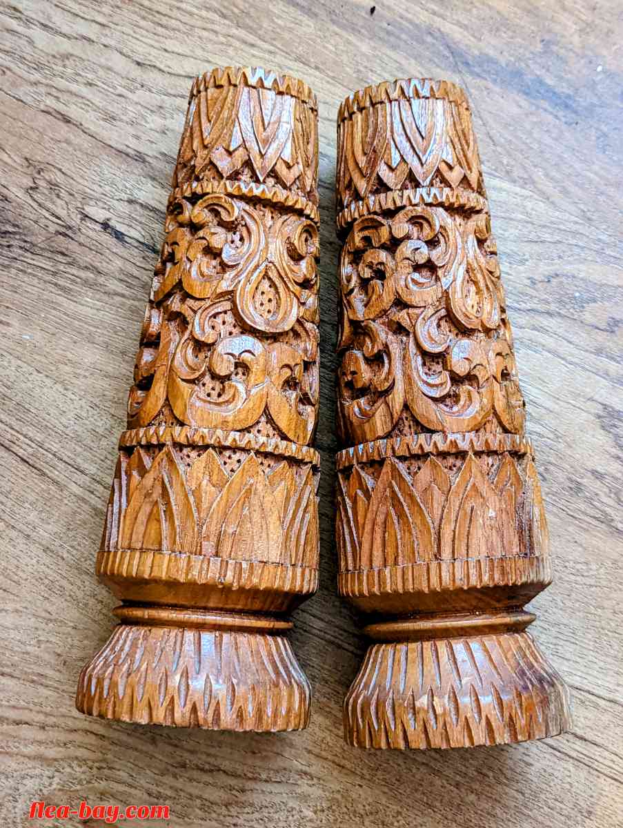 Pair of Hand Carved Bohemian Candle Holders