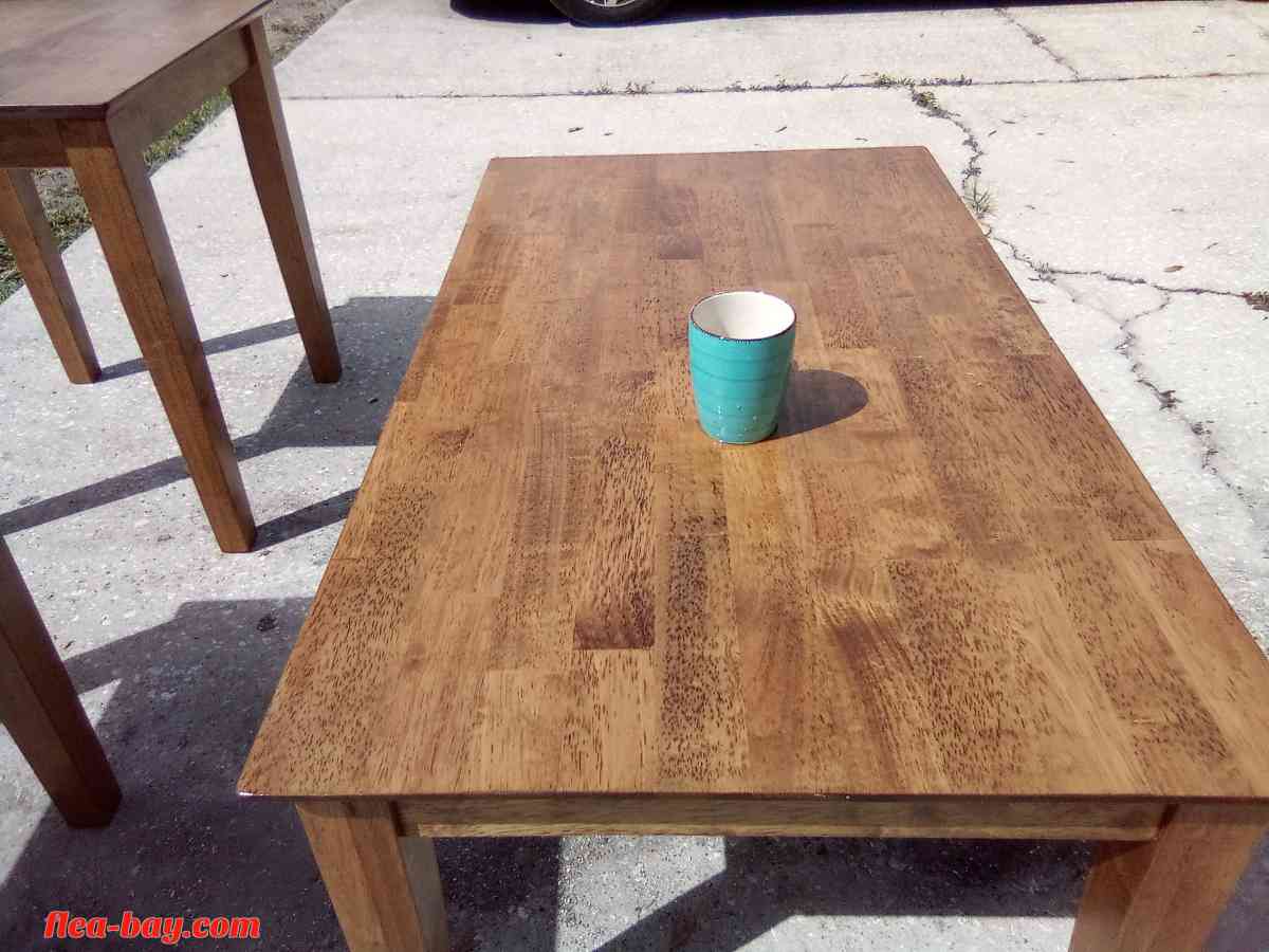 three piece solid hardwood coffee table set