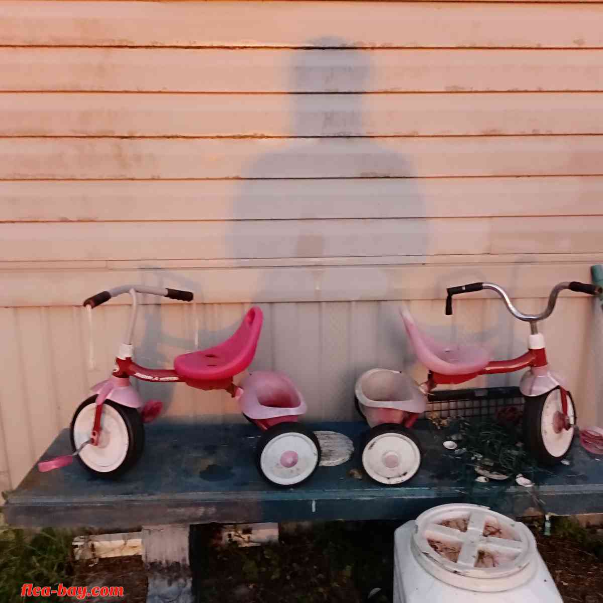 2 kids bicycles and 2 tricycle