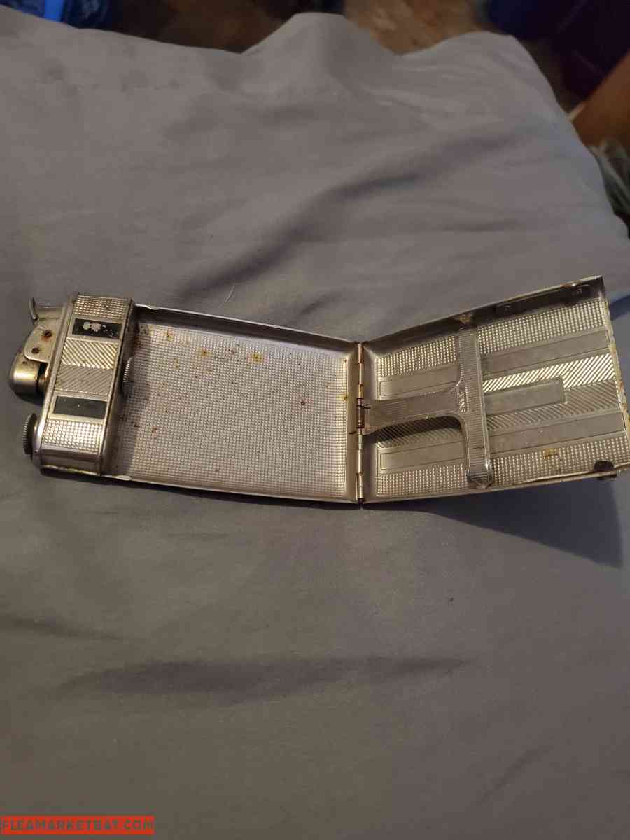 vintage cigarette lighter/ case and a vintage Silex coffee w