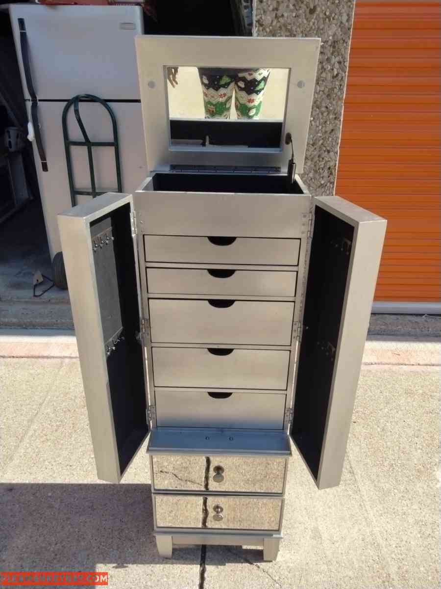 stand up jewelry cabinet with mirrors