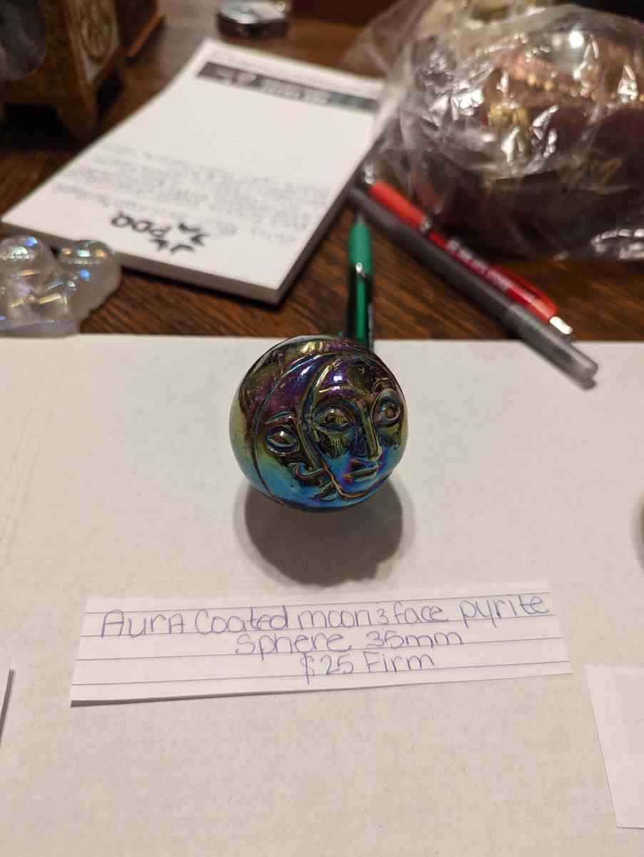 Aura coated moon & face sphere