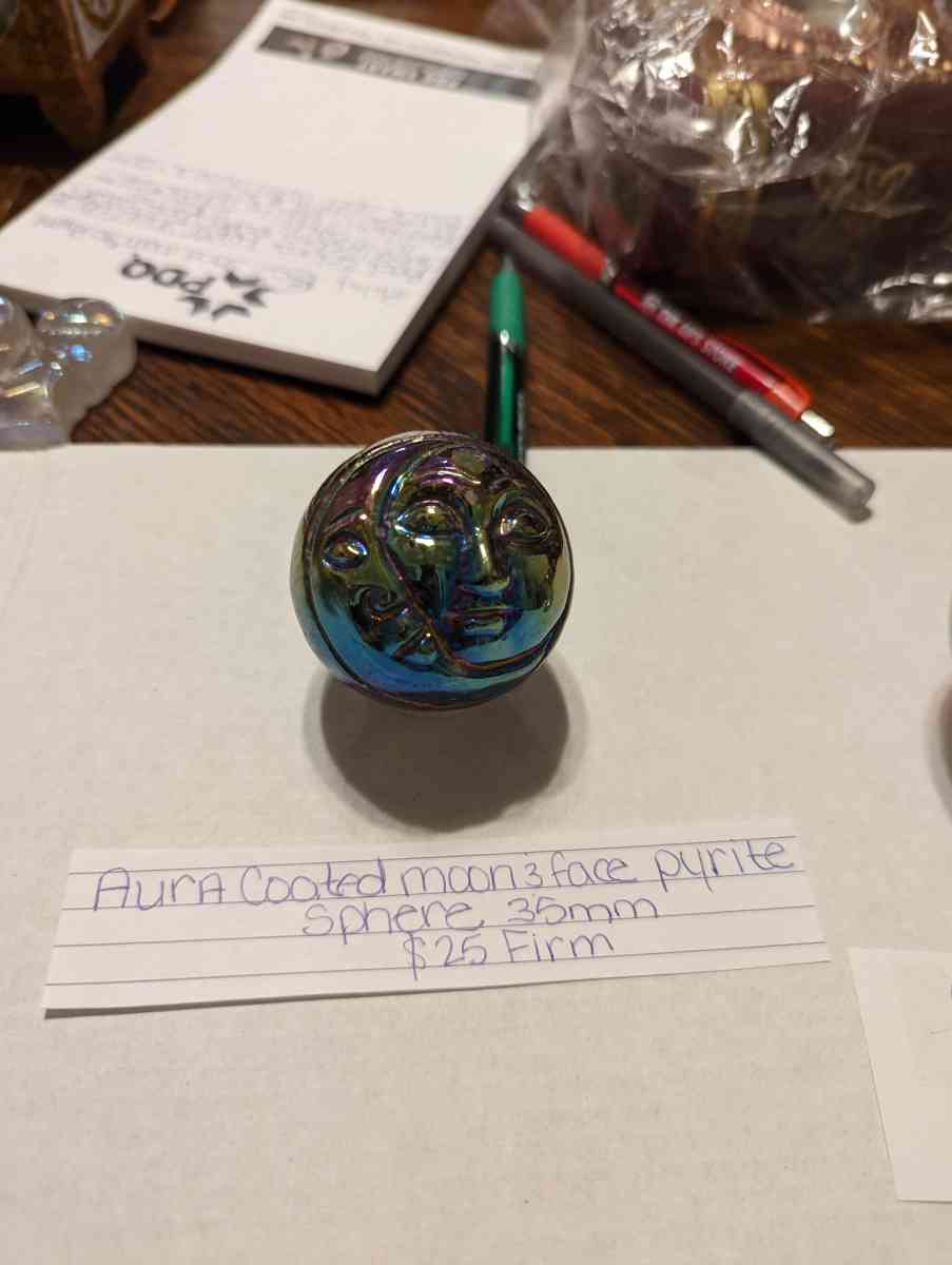 Aura coated moon & face sphere