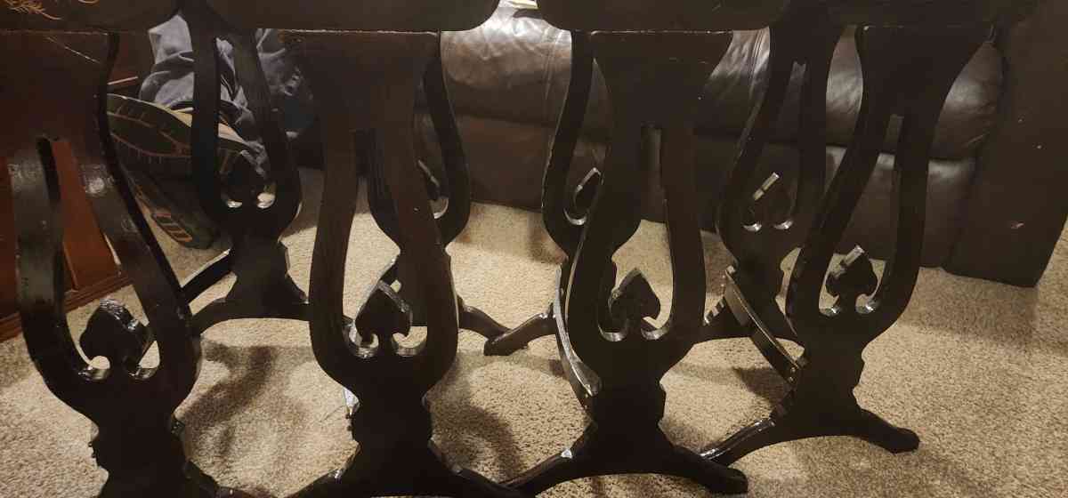 1910 lacquered nesting tables with gold inlay