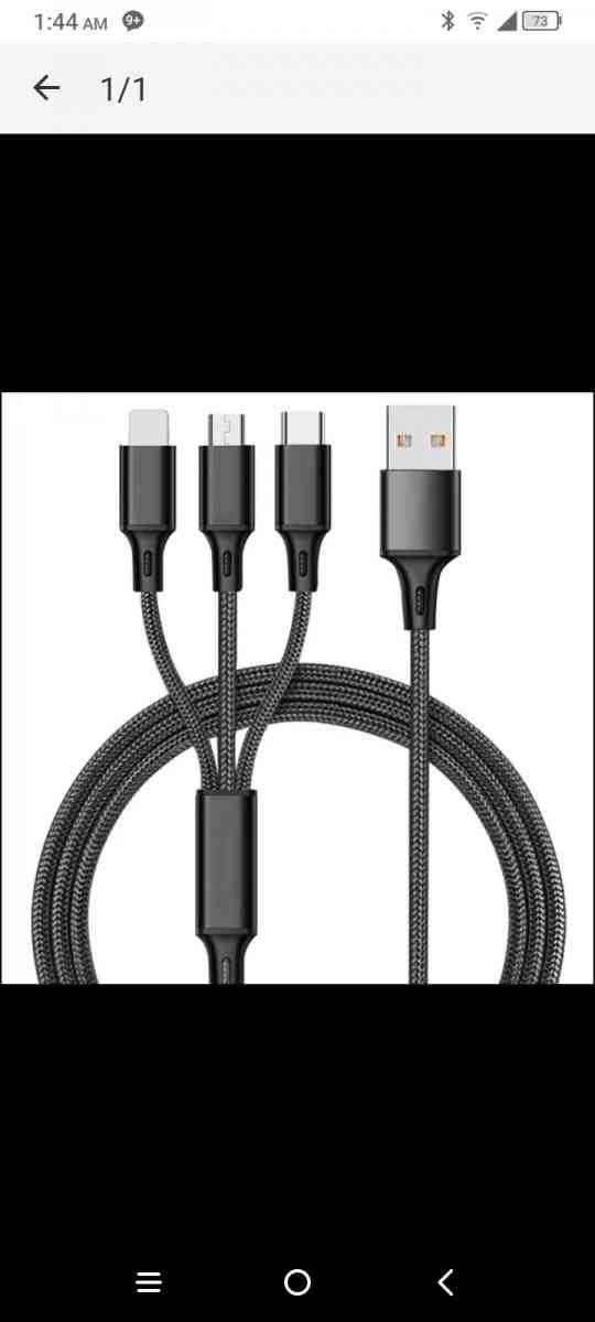 3in1 nylon tangle free USB charging cable