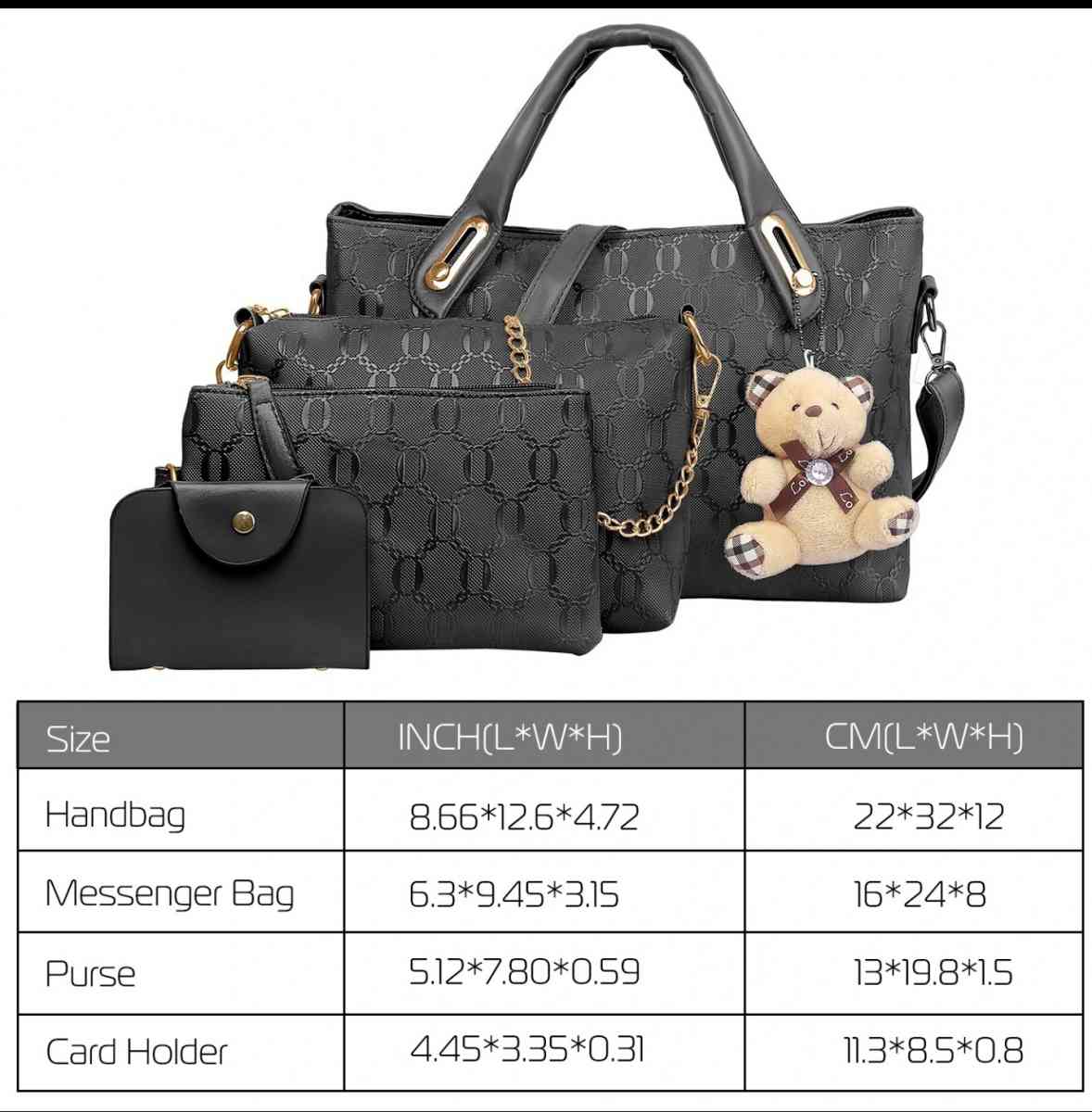 1Set4Pcs Women Leather Handbag