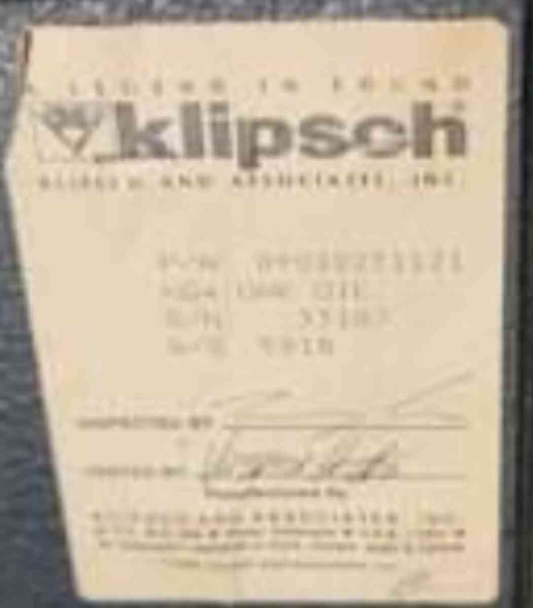 vintage Klipsch speakers are in excellent condition