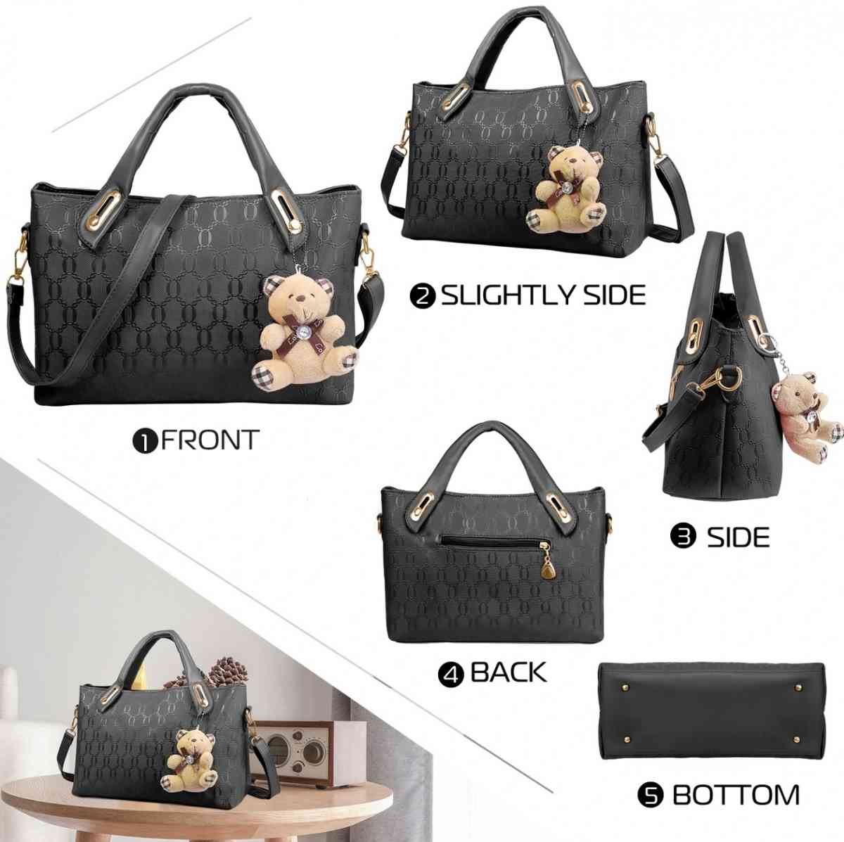 1Set4Pcs Women Leather Handbag