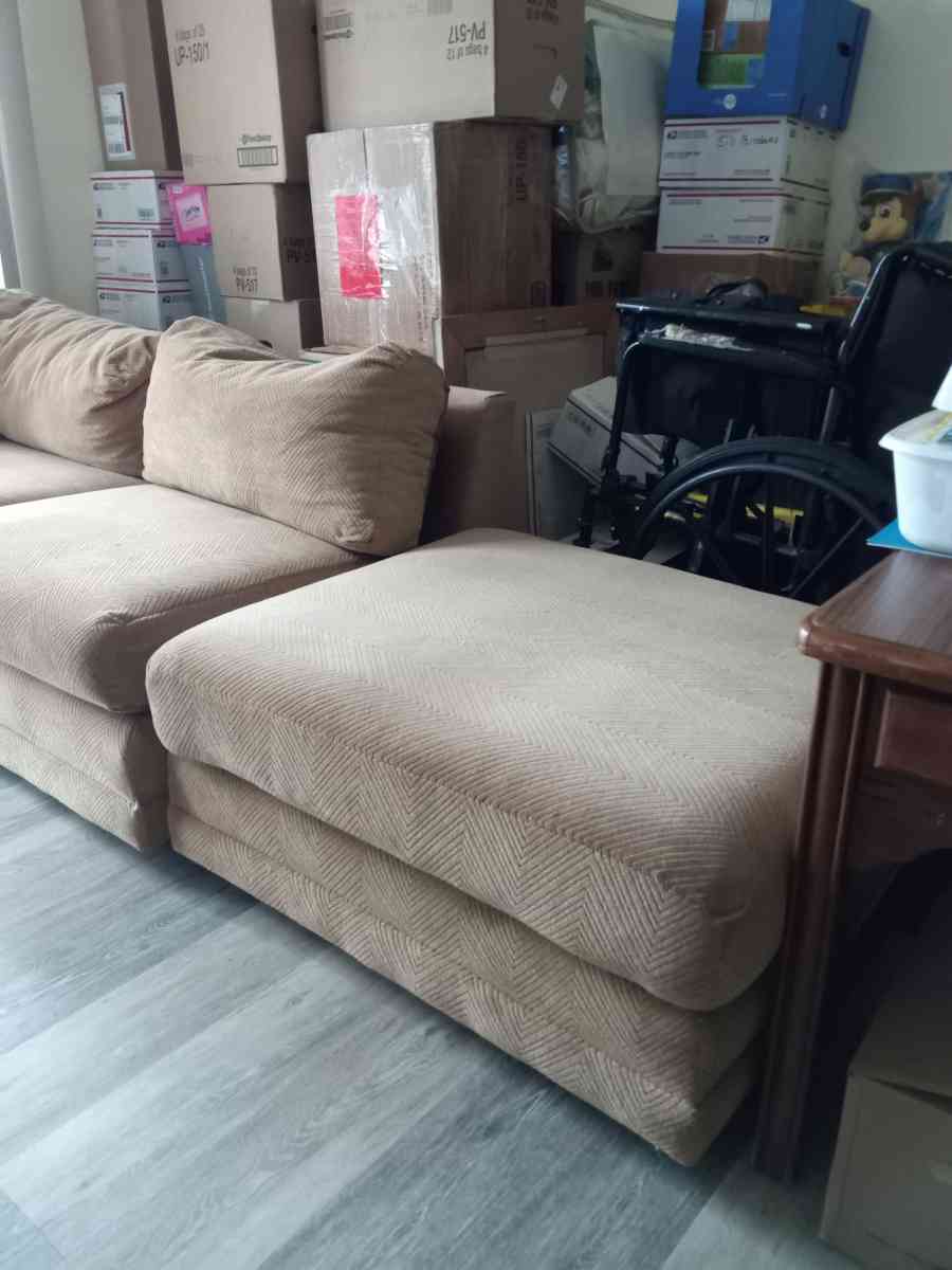 sofa with ottoman and two end tables