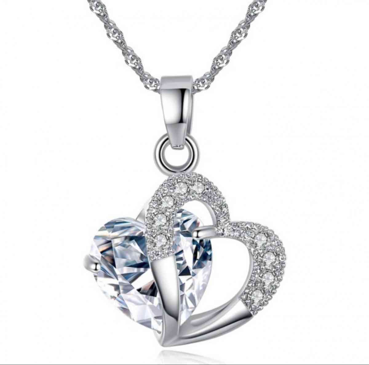 Fashion Peach Heart Shape Colorful Zircon Necklace Clavicle