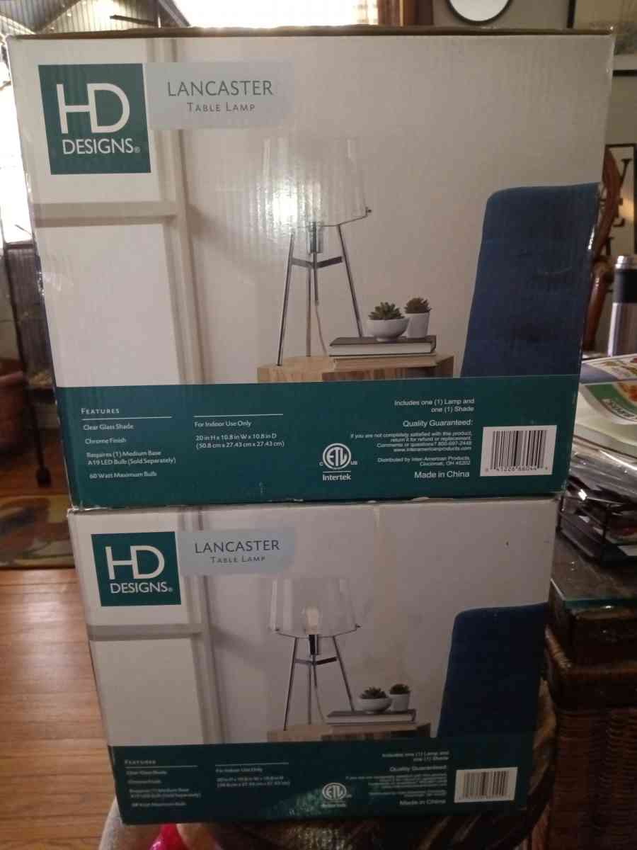 New Set Glass  Chrome Table Lamps