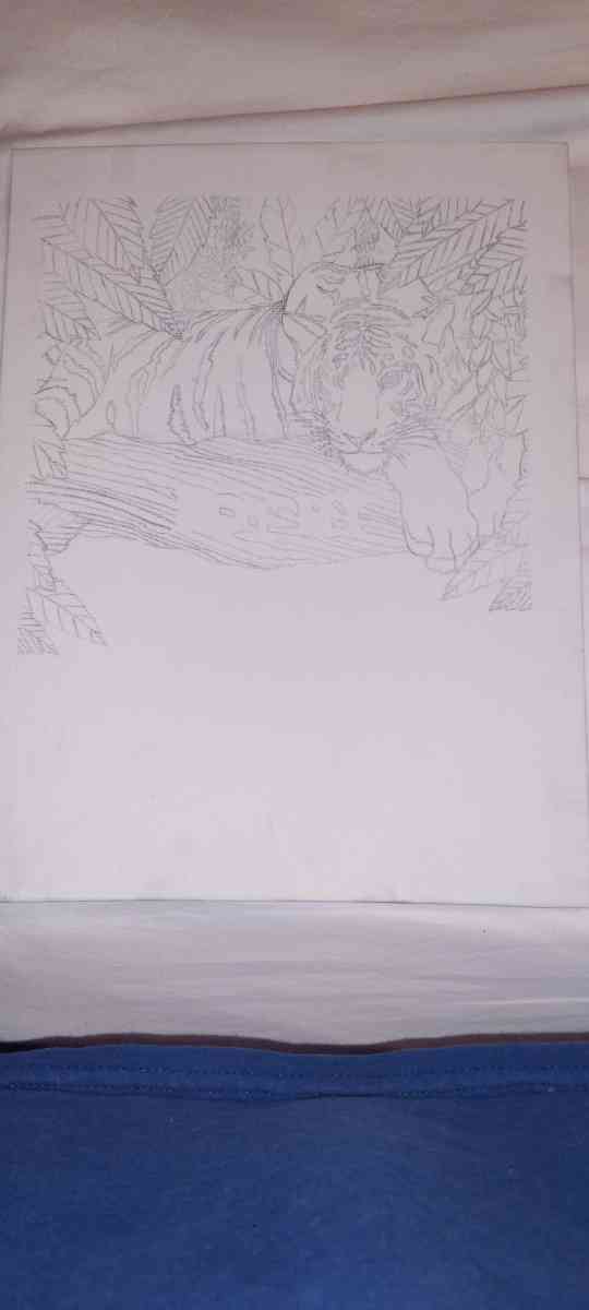 a drawing I did tiger chilling in the forest