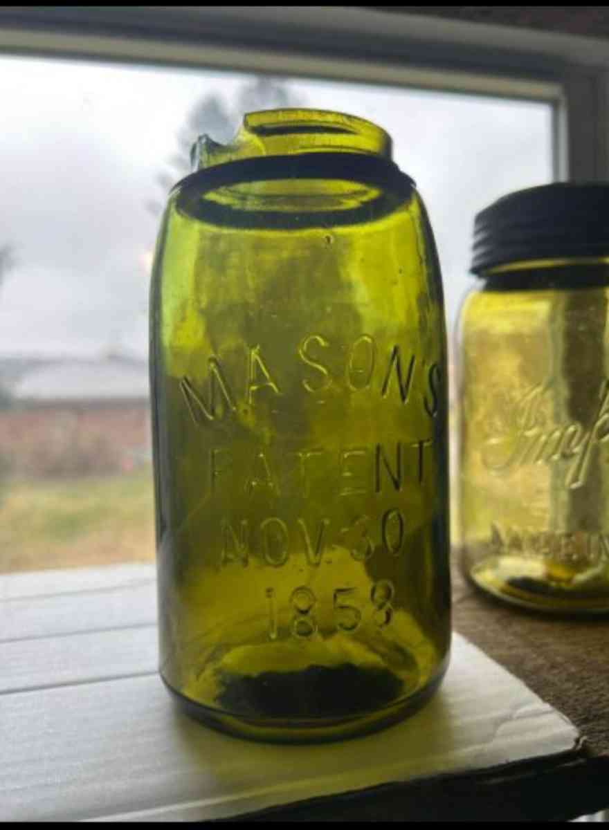 Masons patent nov 30 1858 ground lip shoulder seal olive