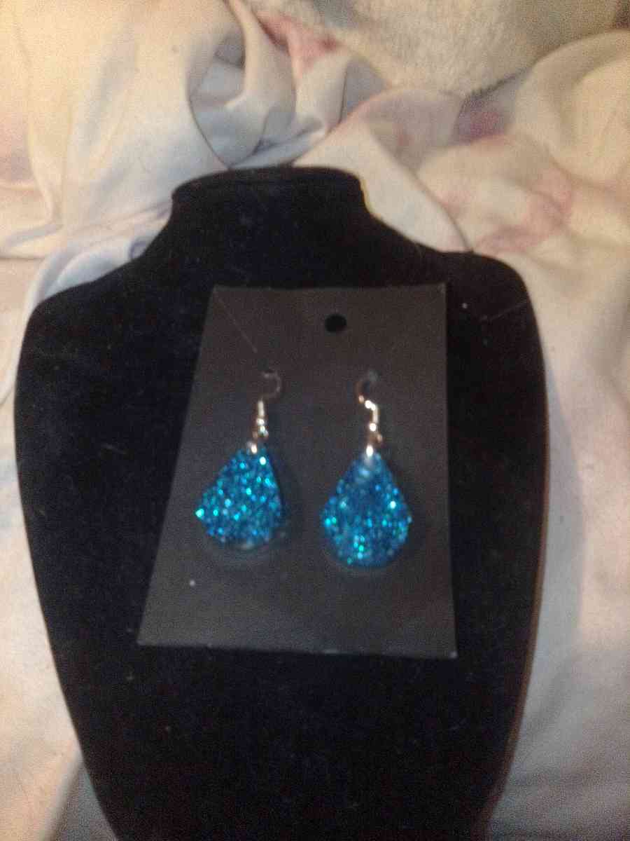 sparkly blue handmade earrings