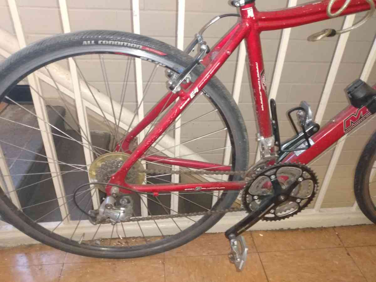 red and black racing bike for 90 dollars