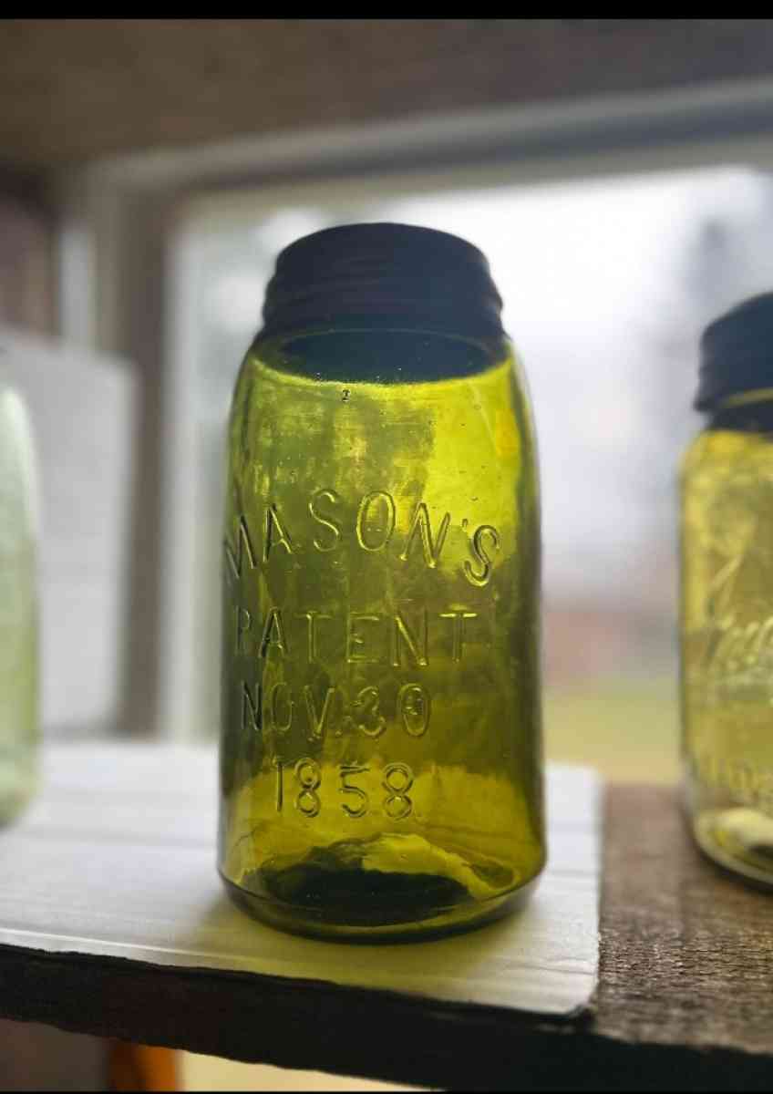 Masons patent nov 30 1858 ground lip shoulder seal olive