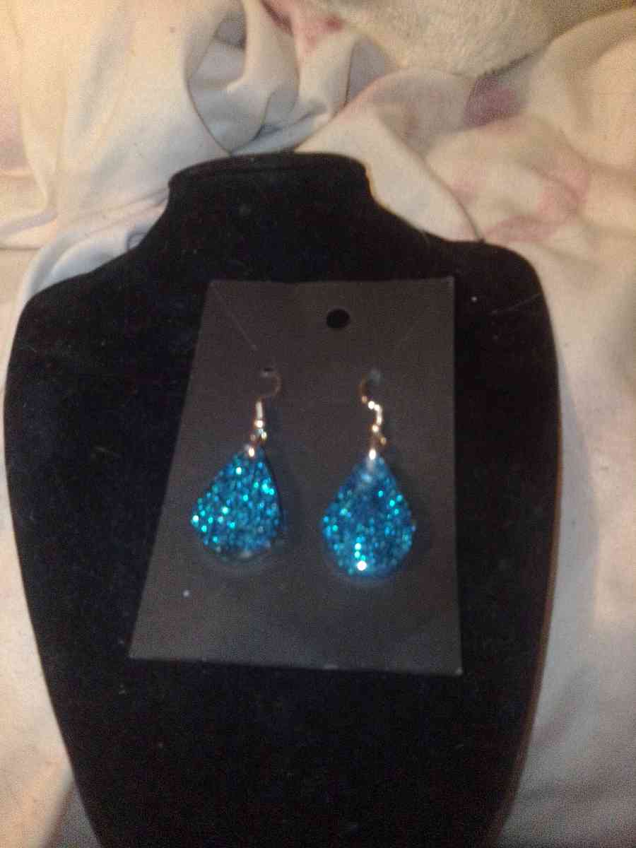 sparkly blue handmade earrings