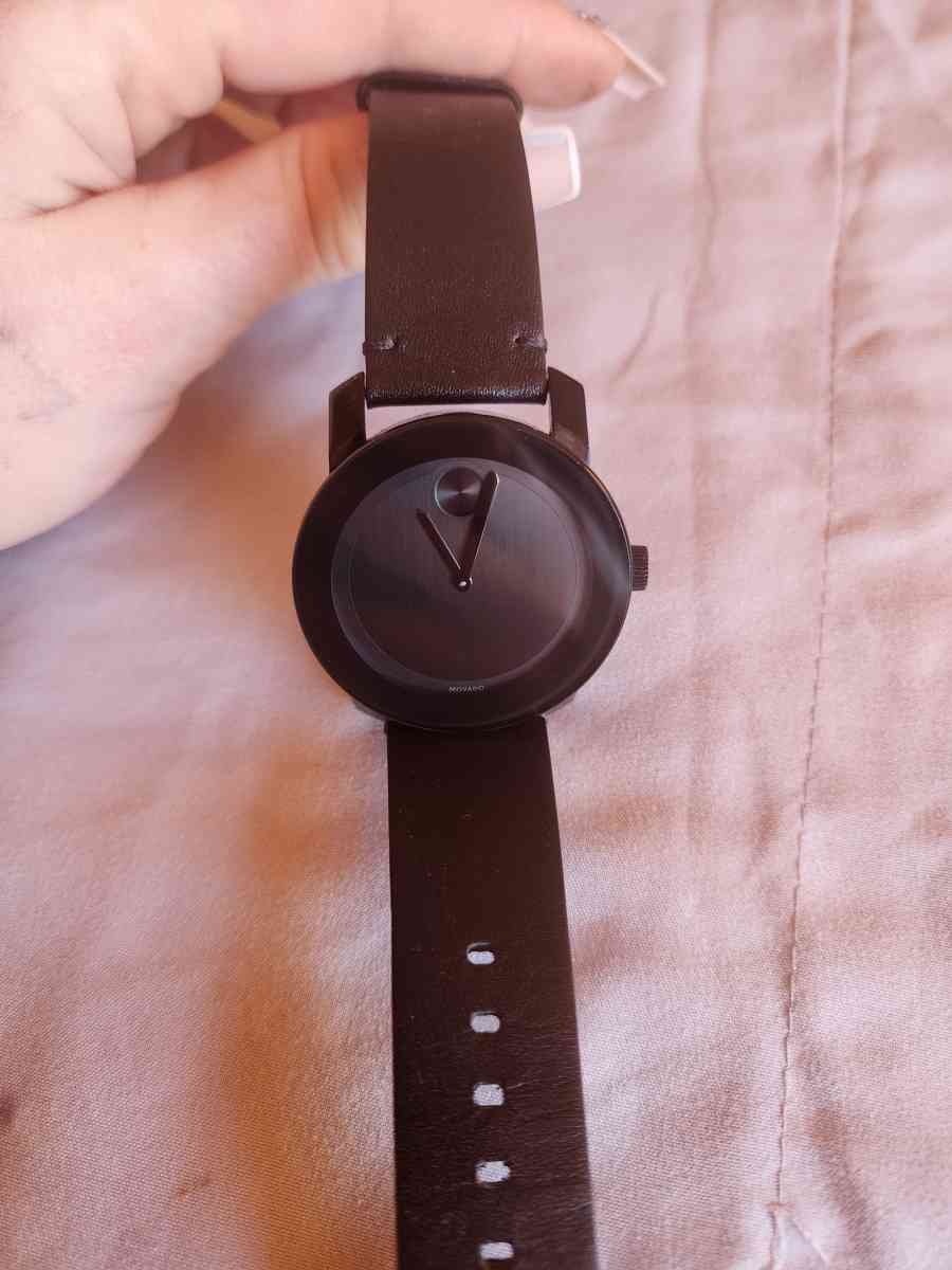 Movado Bold Black Museum Dial Black Leather Unisex Watch