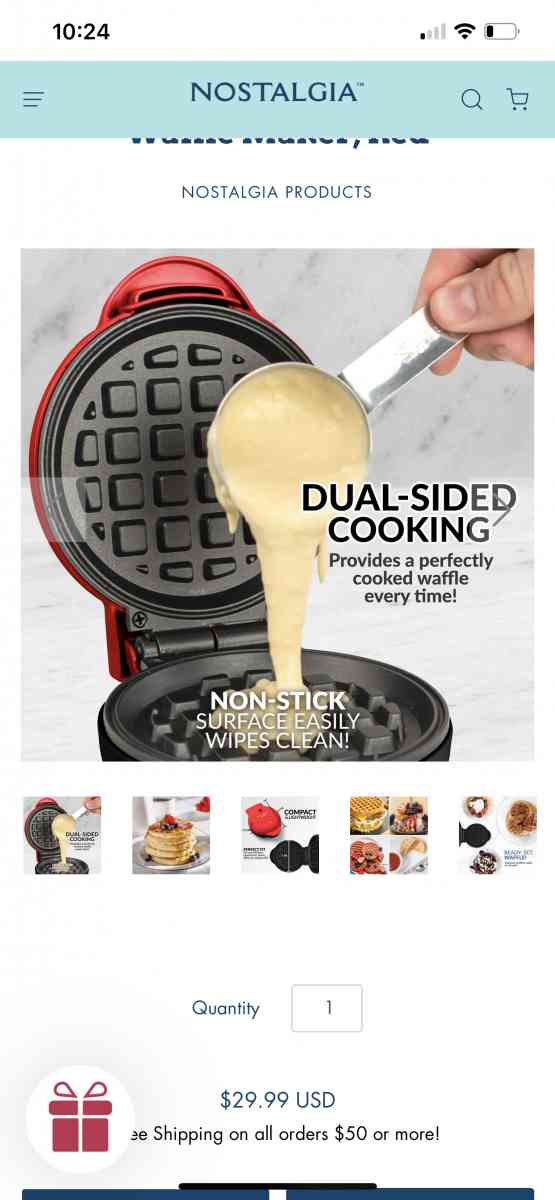 MyMini Personal Electric Waffle Maker Red