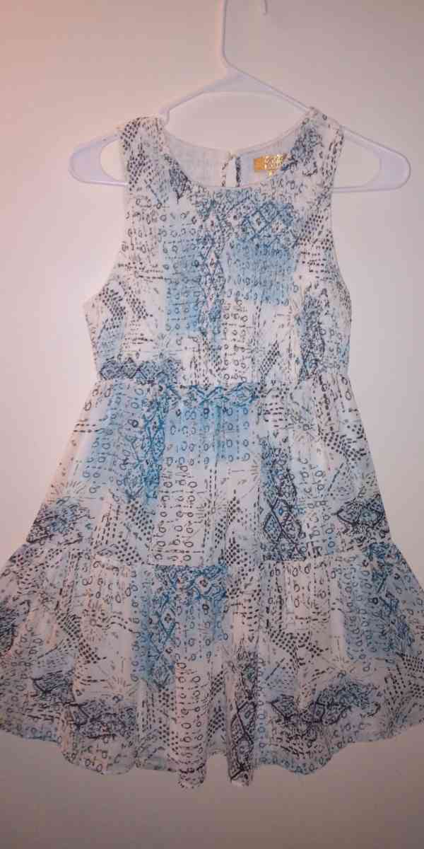 Vera Wang Womens Princess Dress Ruffle Detail Blue Print Siz