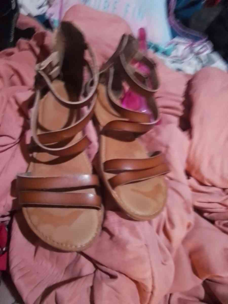 woman brown sandals