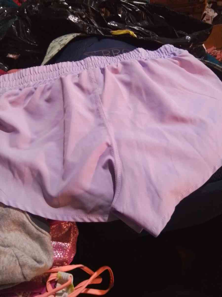 teenager purple shorts