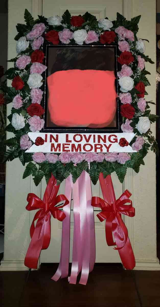 Funeral 5ft Tall Photo Frame Floral Arrangement
