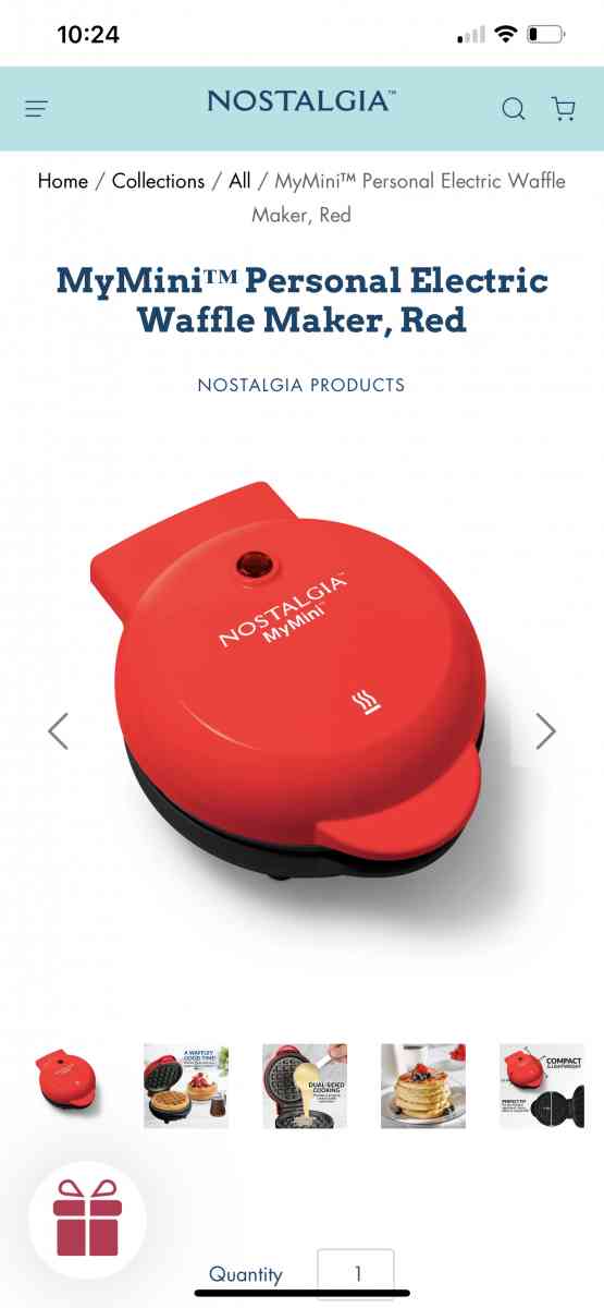 MyMini Personal Electric Waffle Maker Red