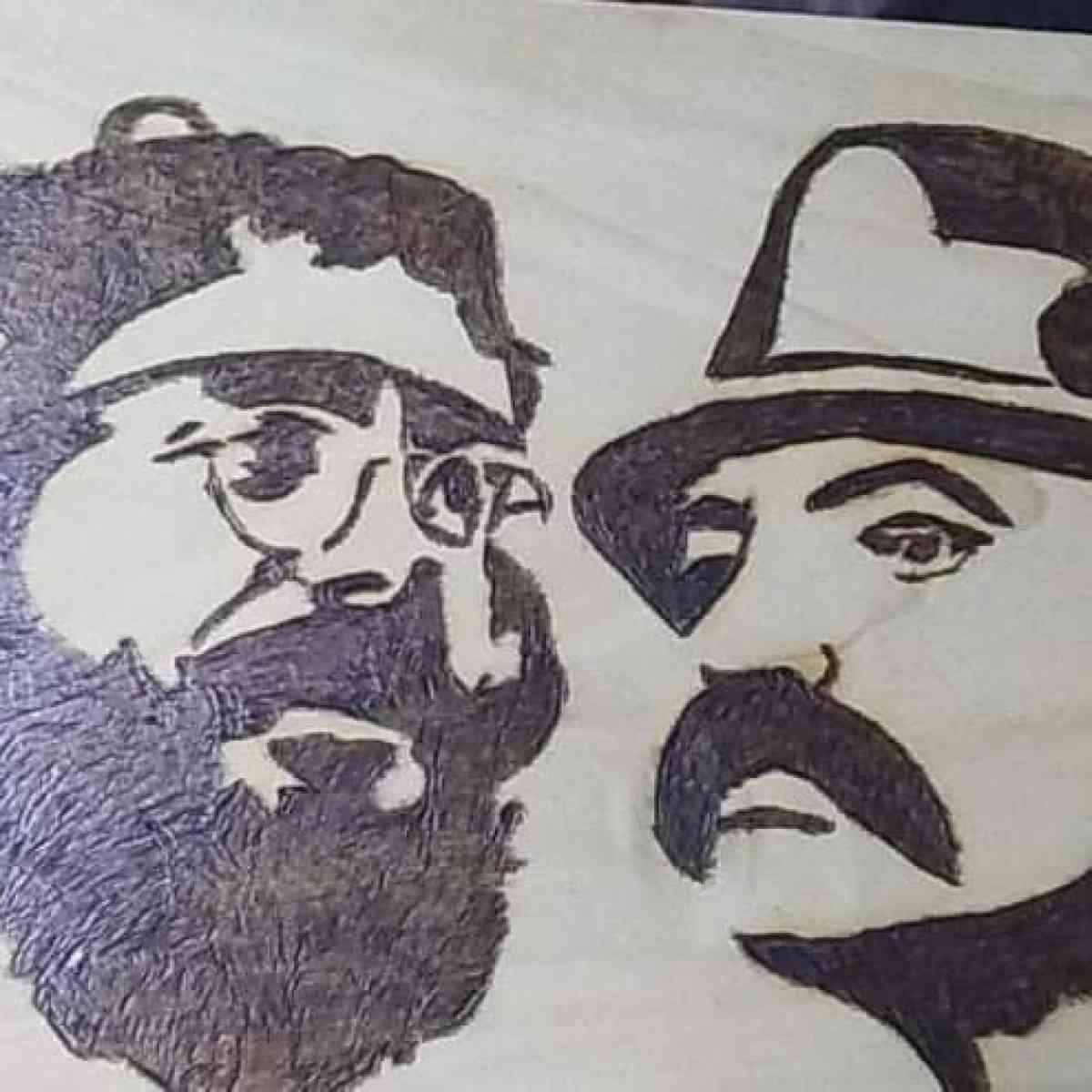 wood burning of cheech and chong