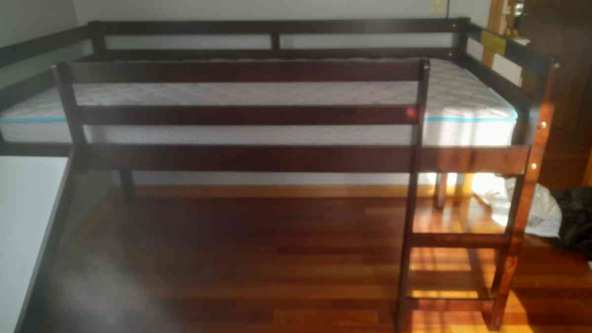 wooden children bed with slide no mattress