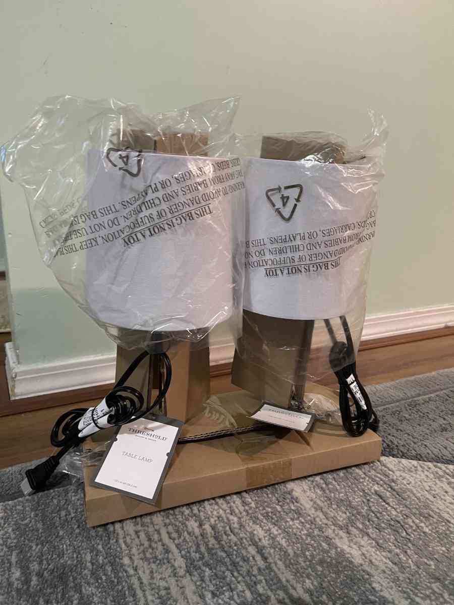 Two Gold Metal Stick Mini Table Lamp  Threshold