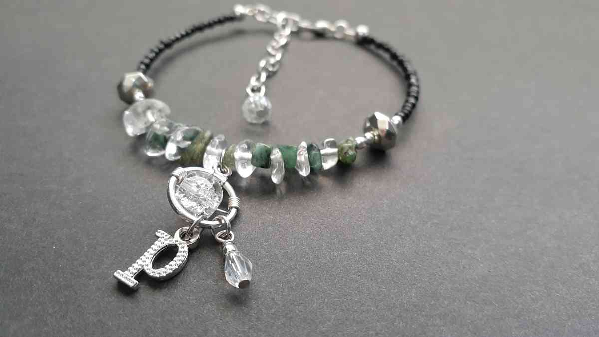 Custom Emerald and Quartz Charm Bracelet Jewelry