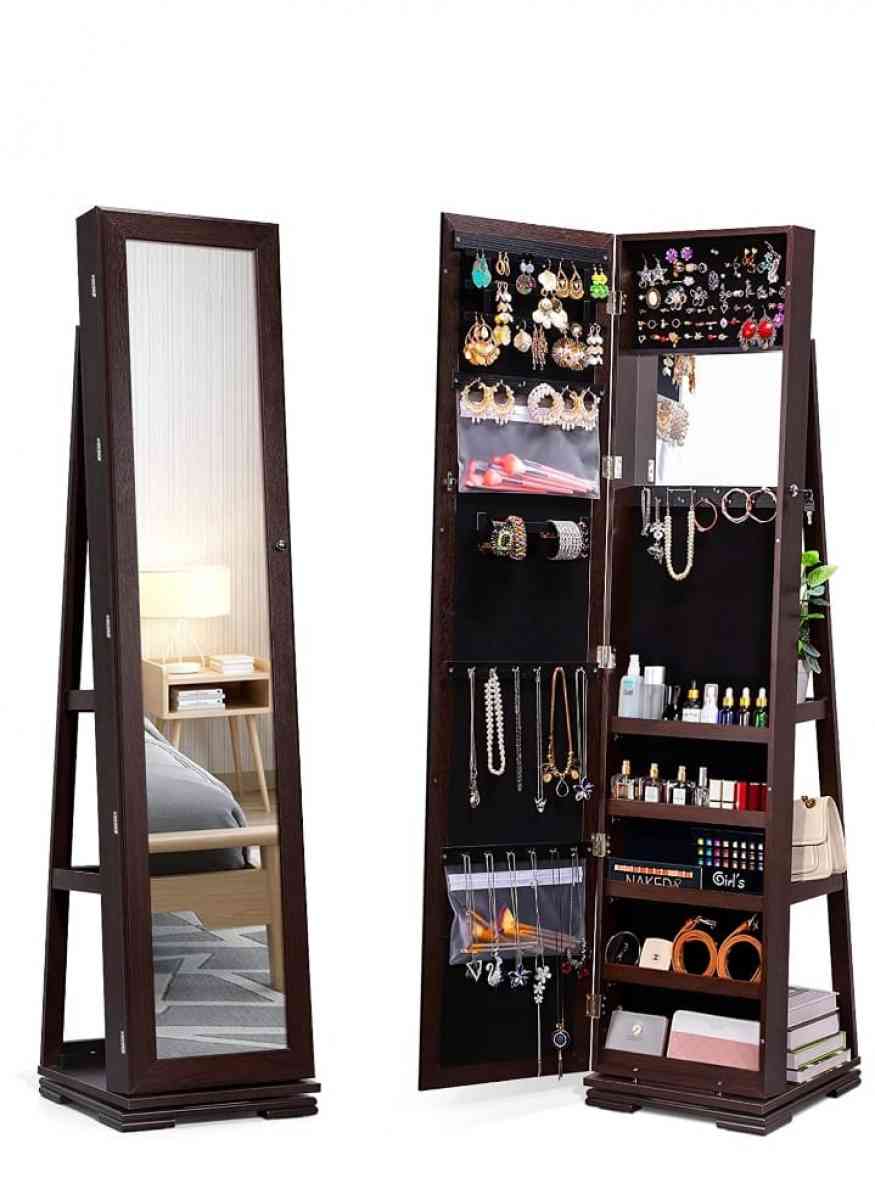 360Swivel Jewelry Armoire w MirrorFull Length Mirror Jewelry