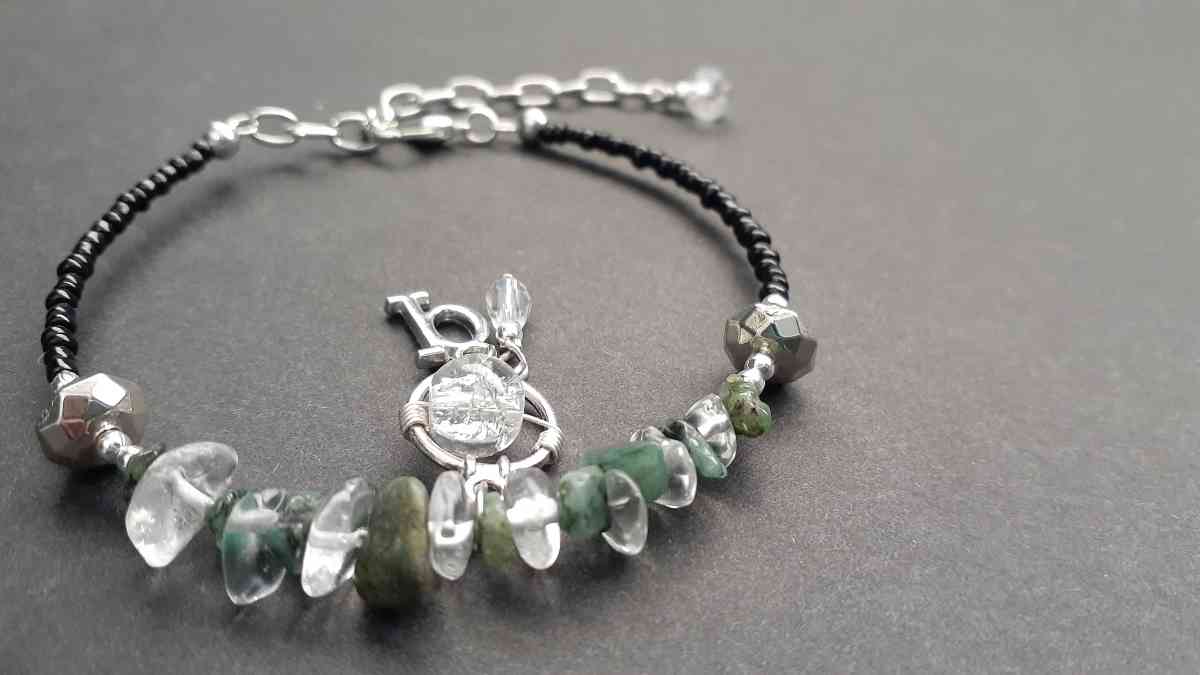 Custom Emerald and Quartz Charm Bracelet Jewelry