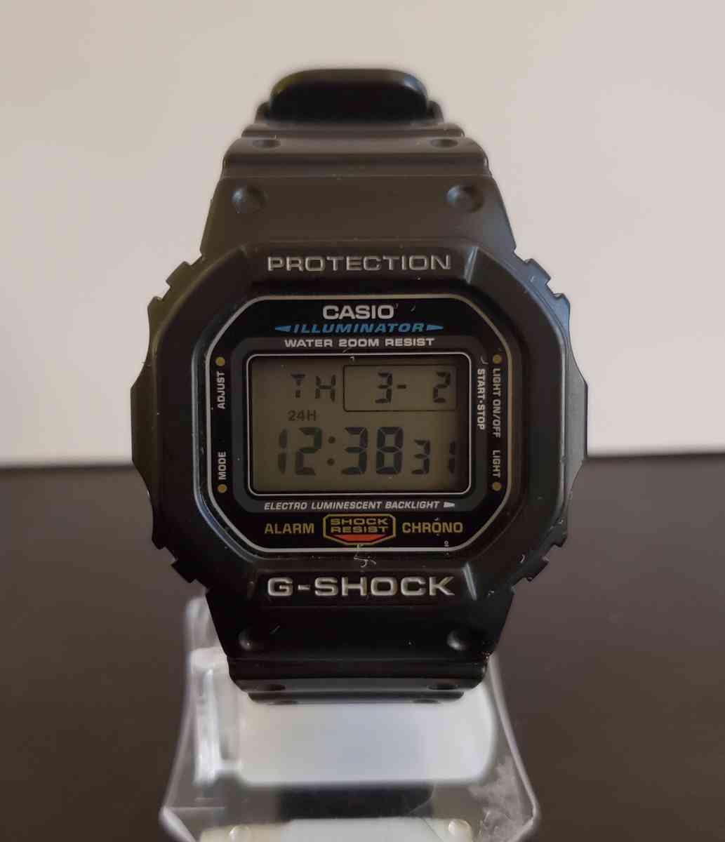 Casio Mens GShock DW5600 Classic Black Resin 44mm New Batter