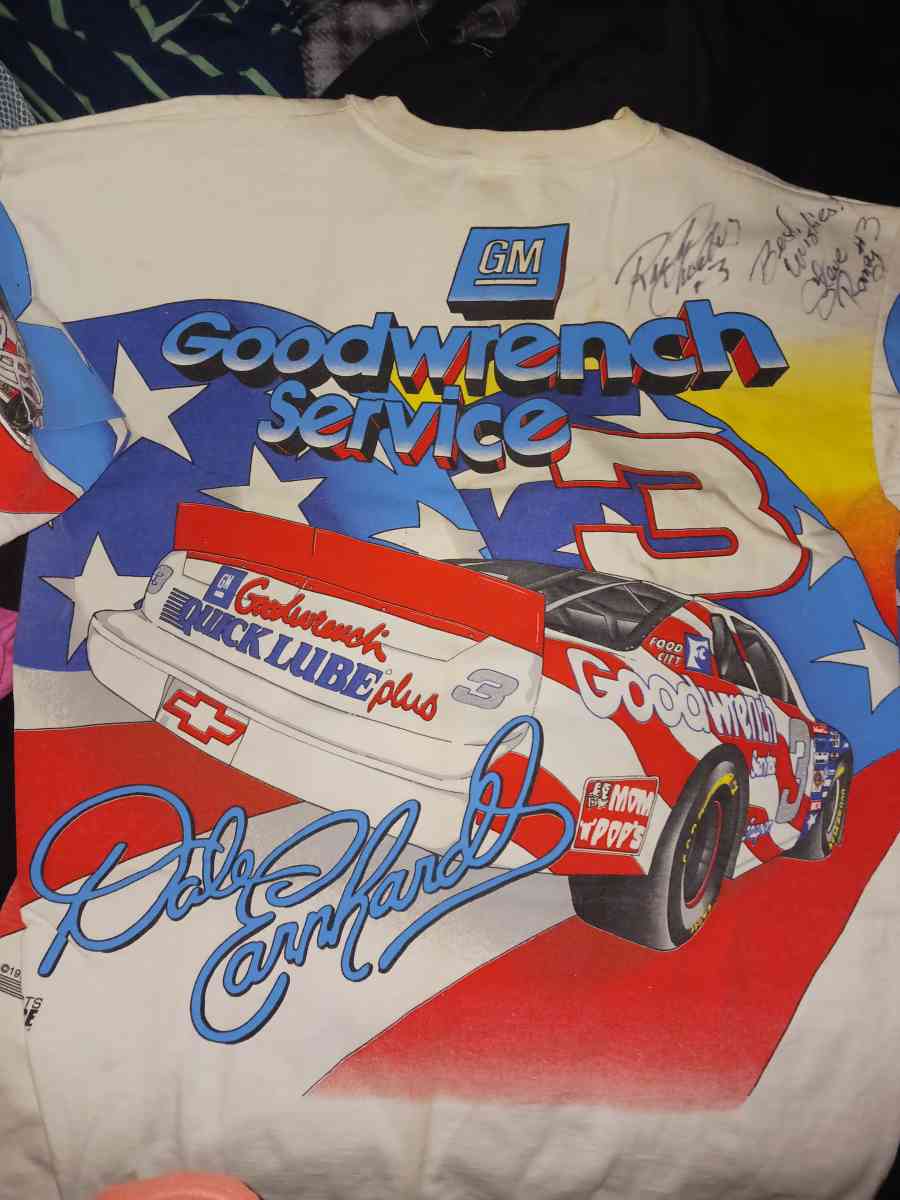 Dale Earnhardt shirt signed by his Pit Crew