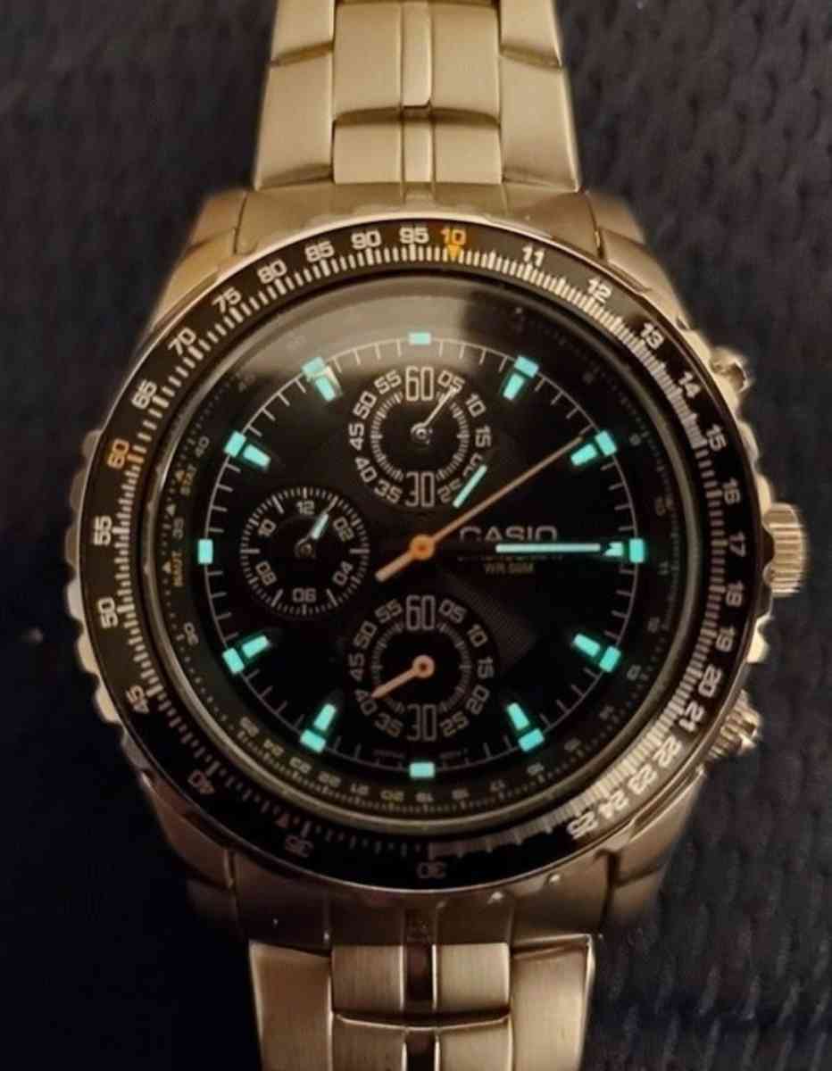 Casio Mens Rotating Slide Rule Bezel Aviator Stainless Steel