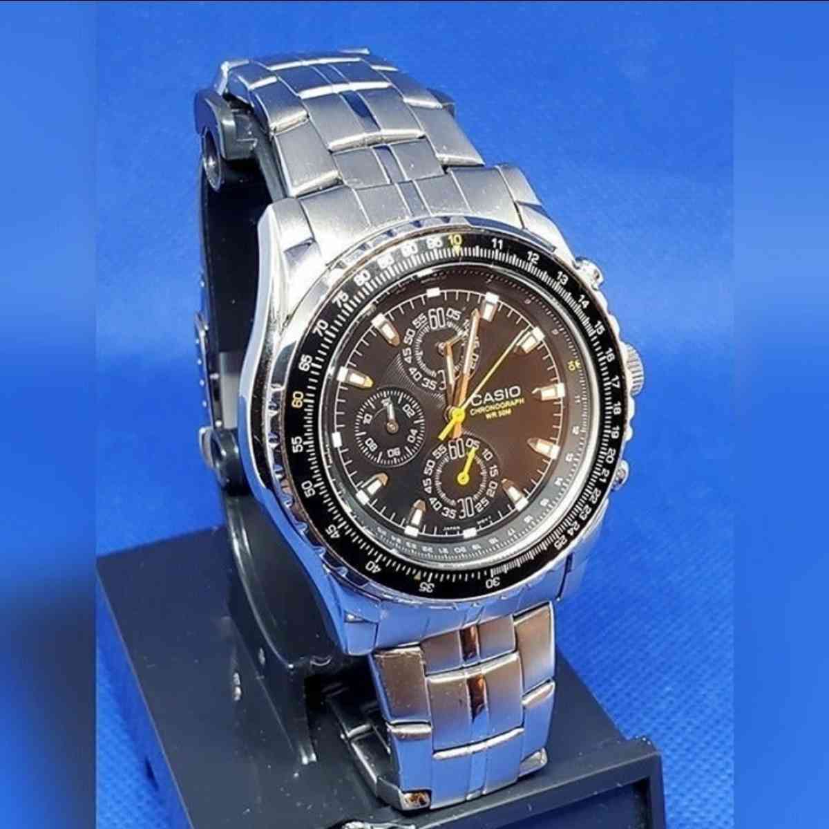 Casio Mens Rotating Slide Rule Bezel Aviator Stainless Steel