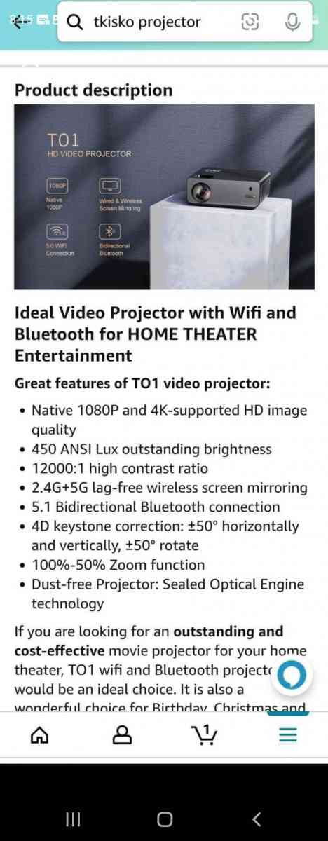 tkisko 1080x2160p 4k Support projector