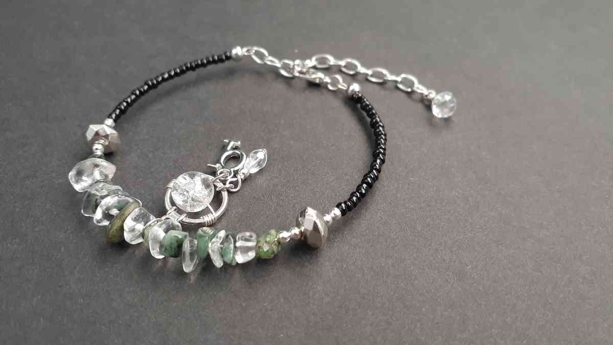 Custom Emerald and Quartz Charm Bracelet Jewelry