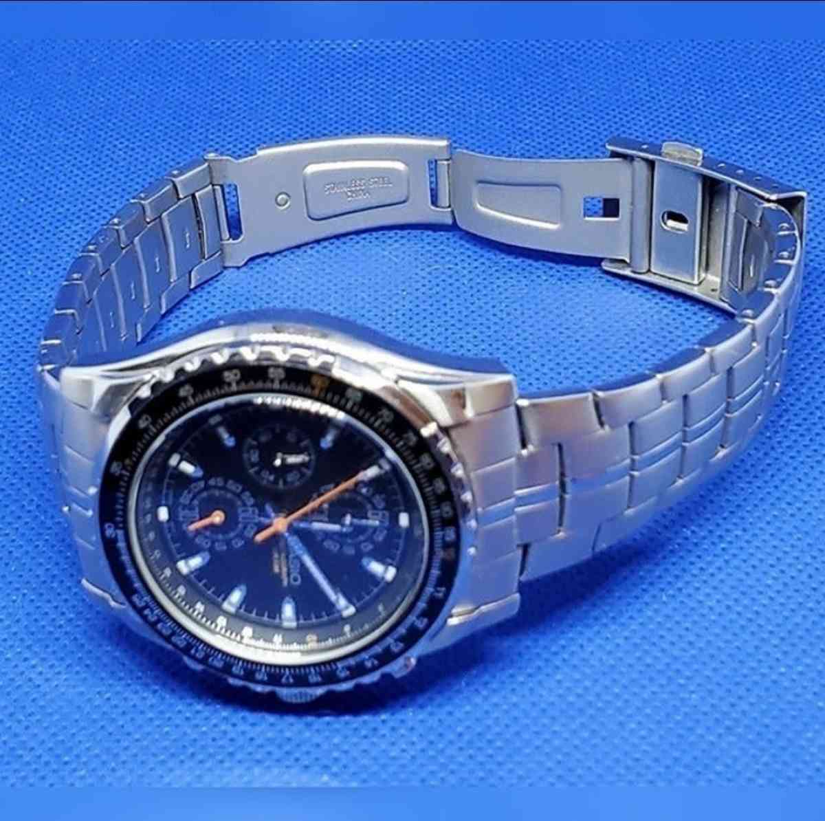 Casio Mens Rotating Slide Rule Bezel Aviator Stainless Steel