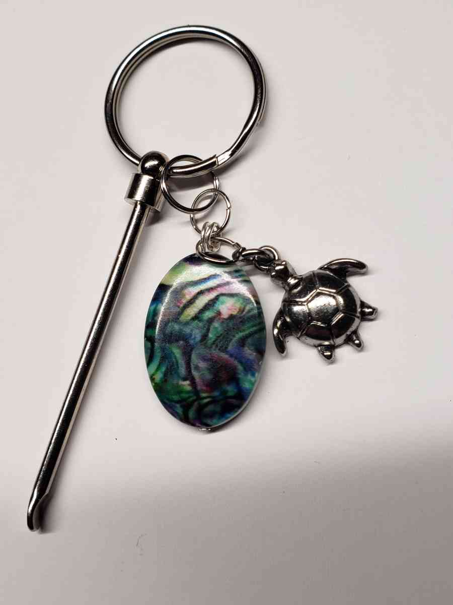 Albalone Shell Sea Turtle Dabtool Keychain