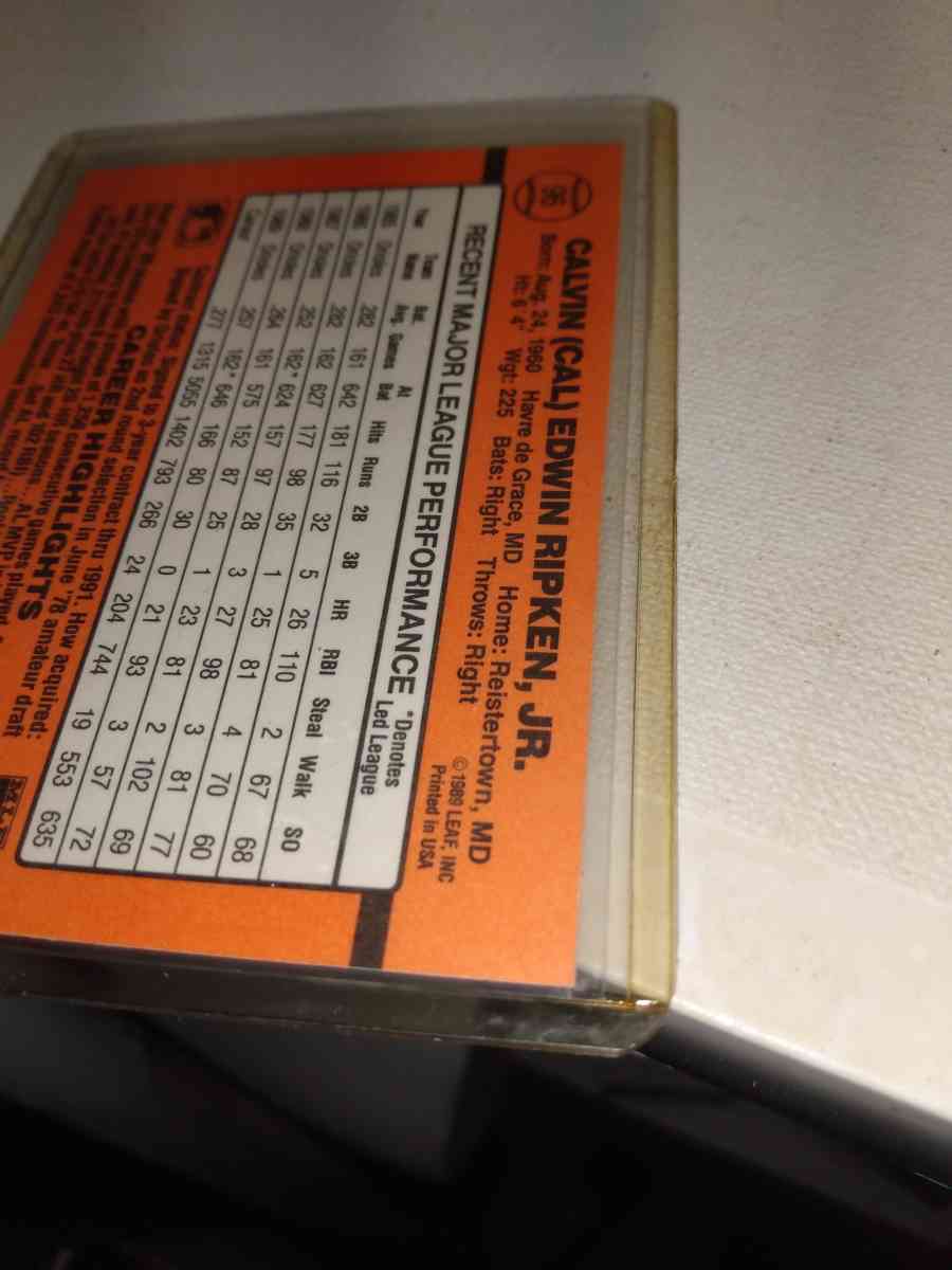 1990 donruss card number 96 Cal ripken Jr error card