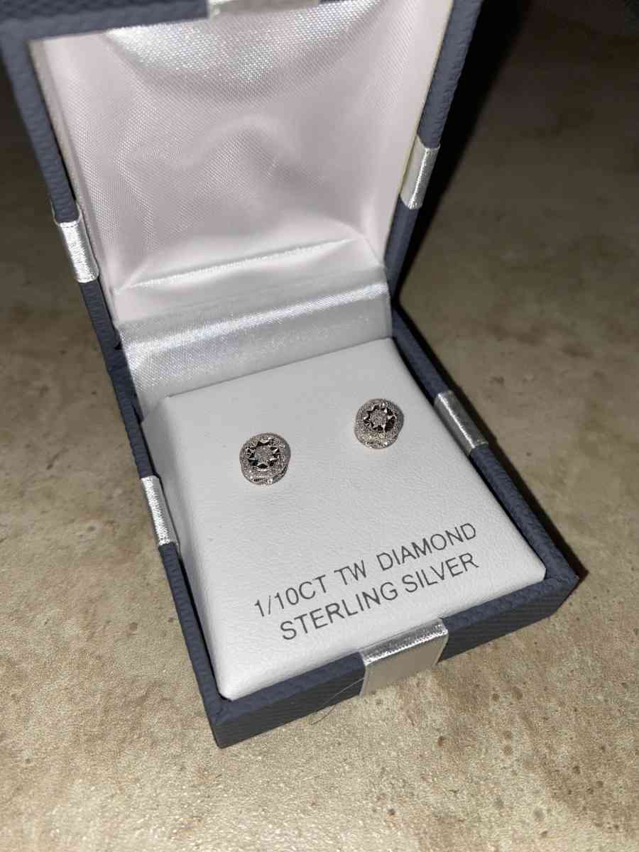 Diamond sterling silver earrings