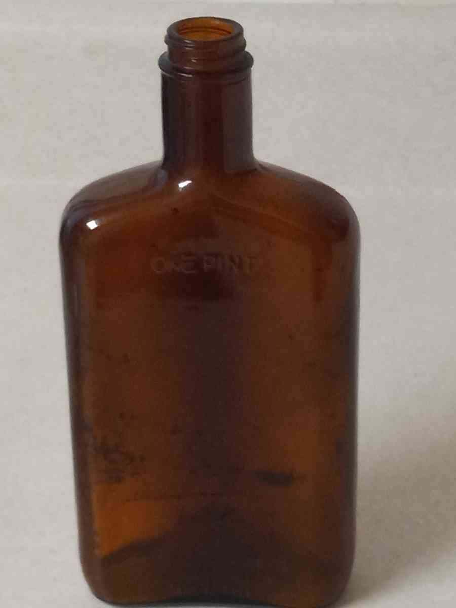 One pint amber glass prohibition bottle
