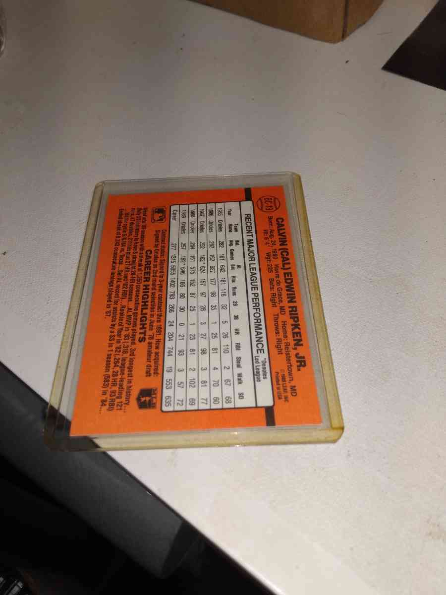 1990 donruss Cal ripken Jr error card