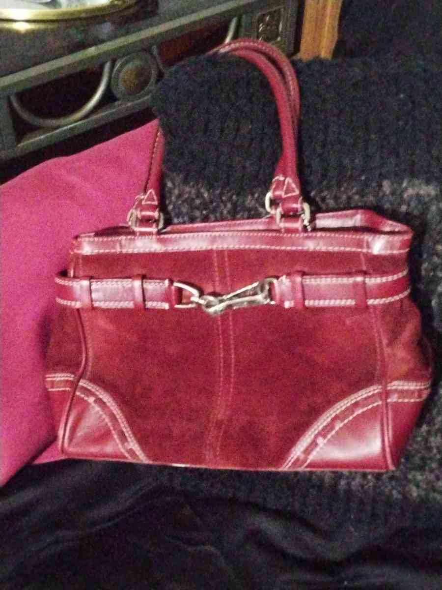 COACH RED WINE SUADE HANDBAG