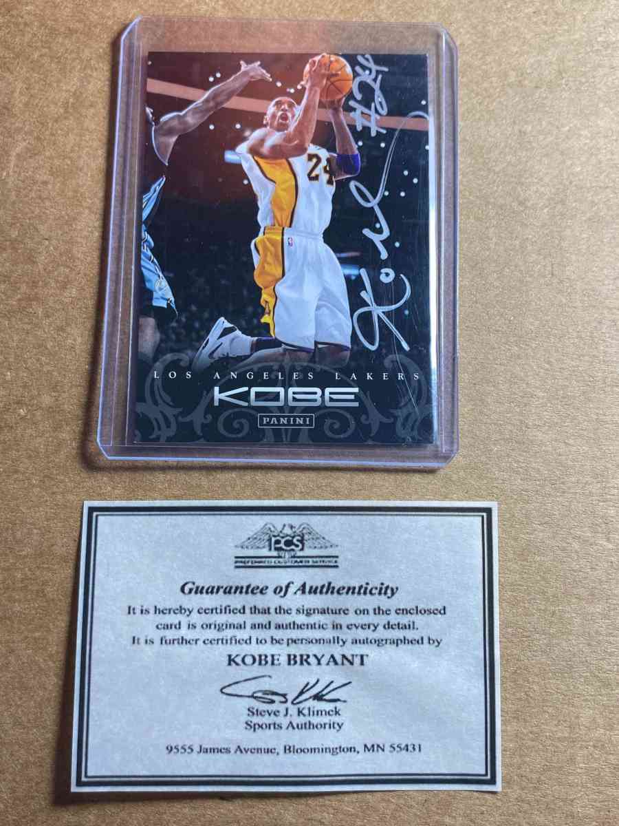 Kobe Bryant autographed and authenticated basketball card