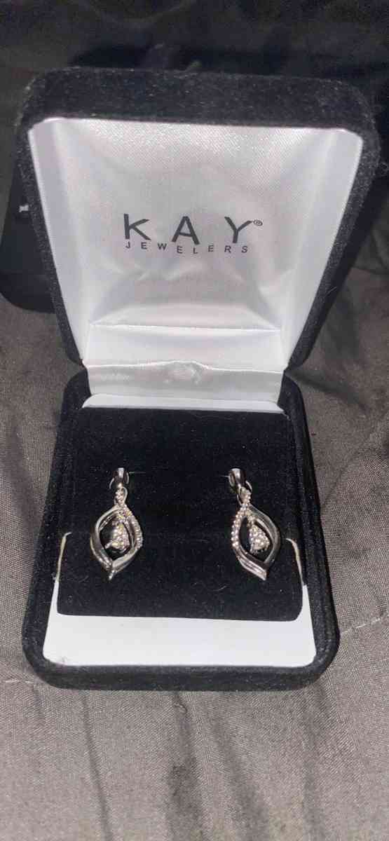 silver sapphire brand new reversible Kay earrings